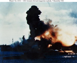 USS Arizona forward magazines explode - k13513